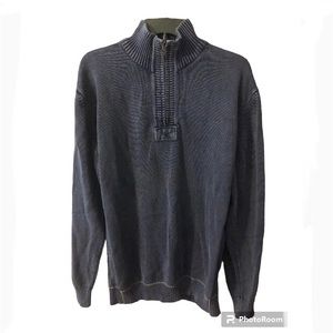 NWOT Weatherproof Vintage distressed v-neck zipper sweater, Blue jean, Large